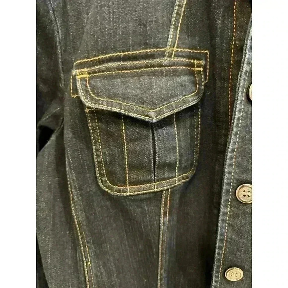 Chicos Platinum Jean Jacket Size 2, Pre-Owned - Picture 4 of 6